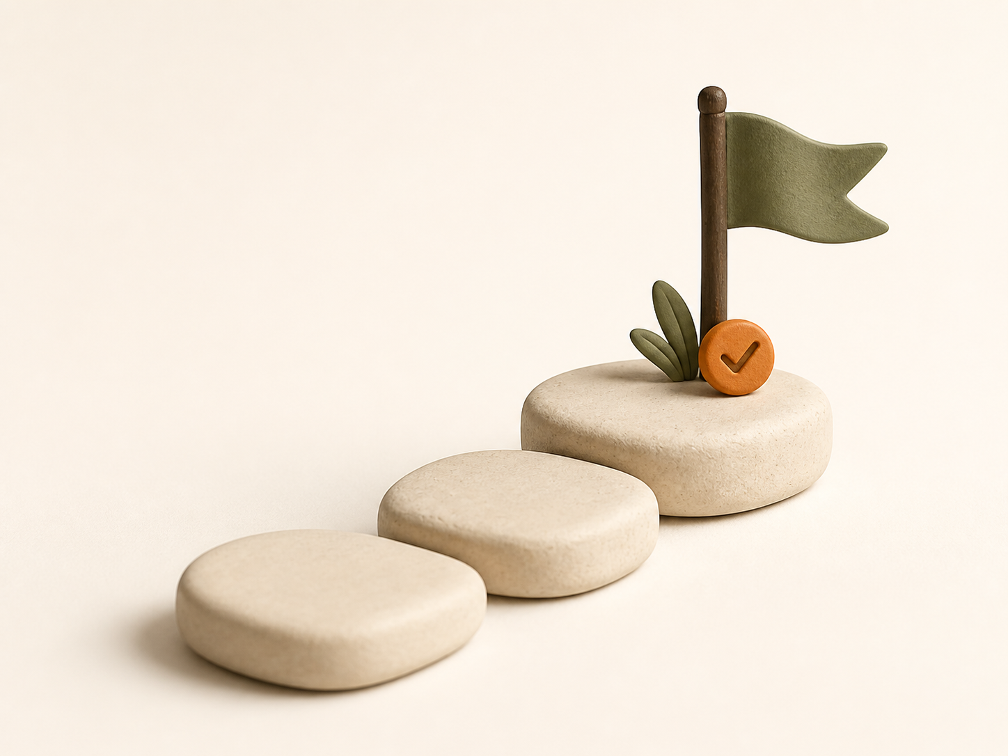 A short three-step path to the first completed goal